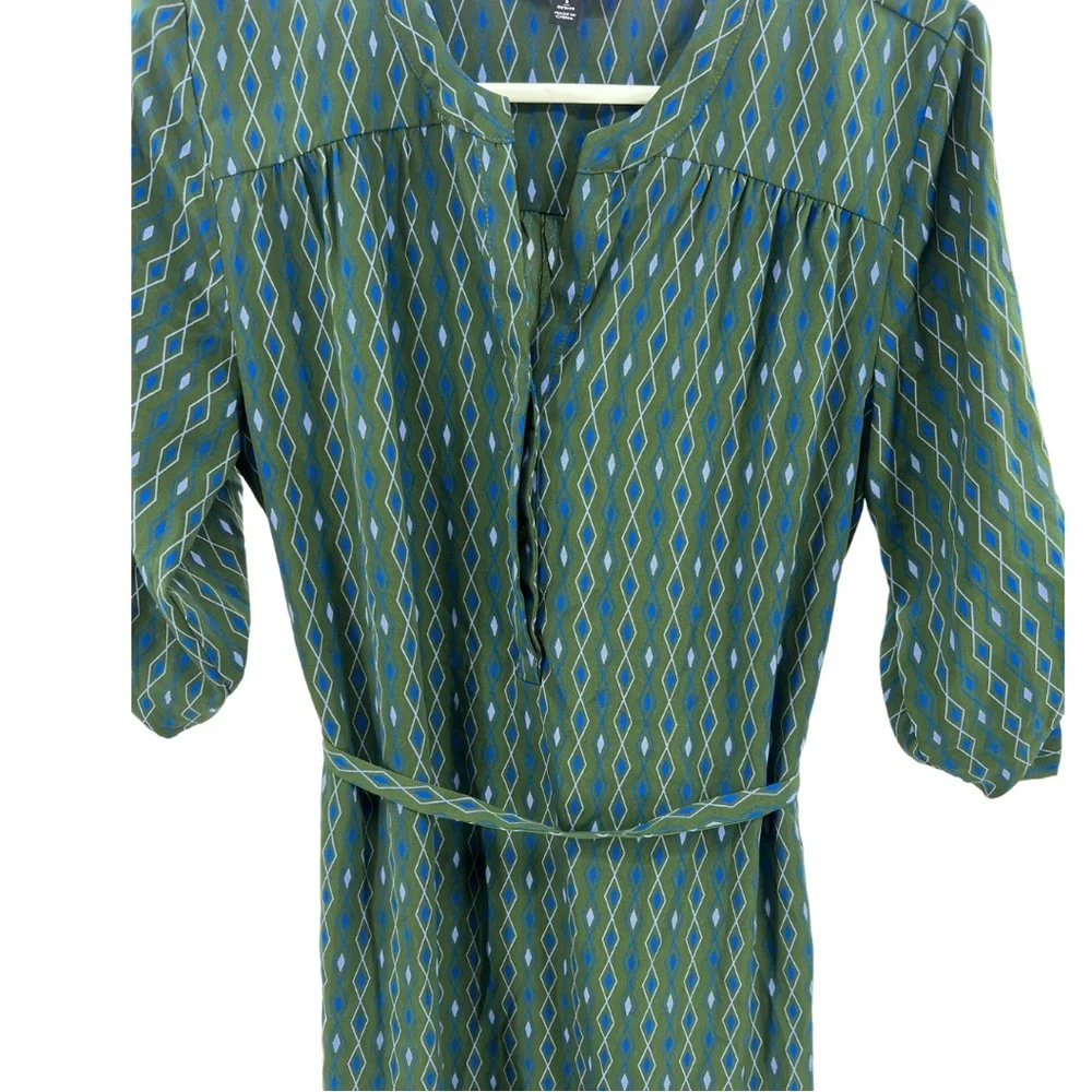 41 Hawthorn geometric diamond Forrest green roll tab sleeve S lightweight office - Picture 2 of 10